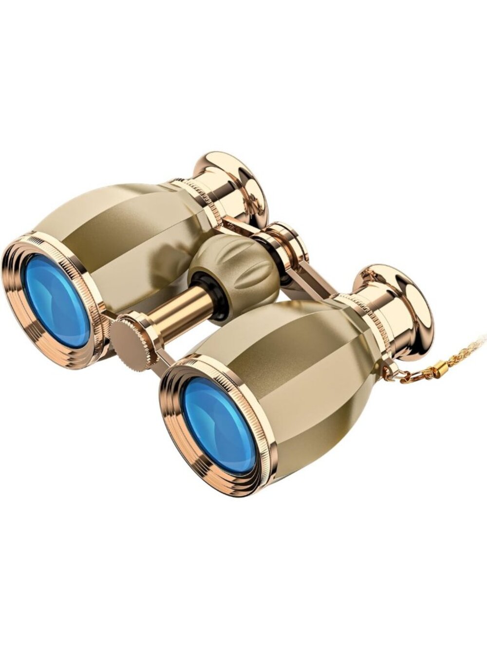 Elegant 4x30 Opera Glasses for Women, Theater Binoculars with Chain, Gold Finish